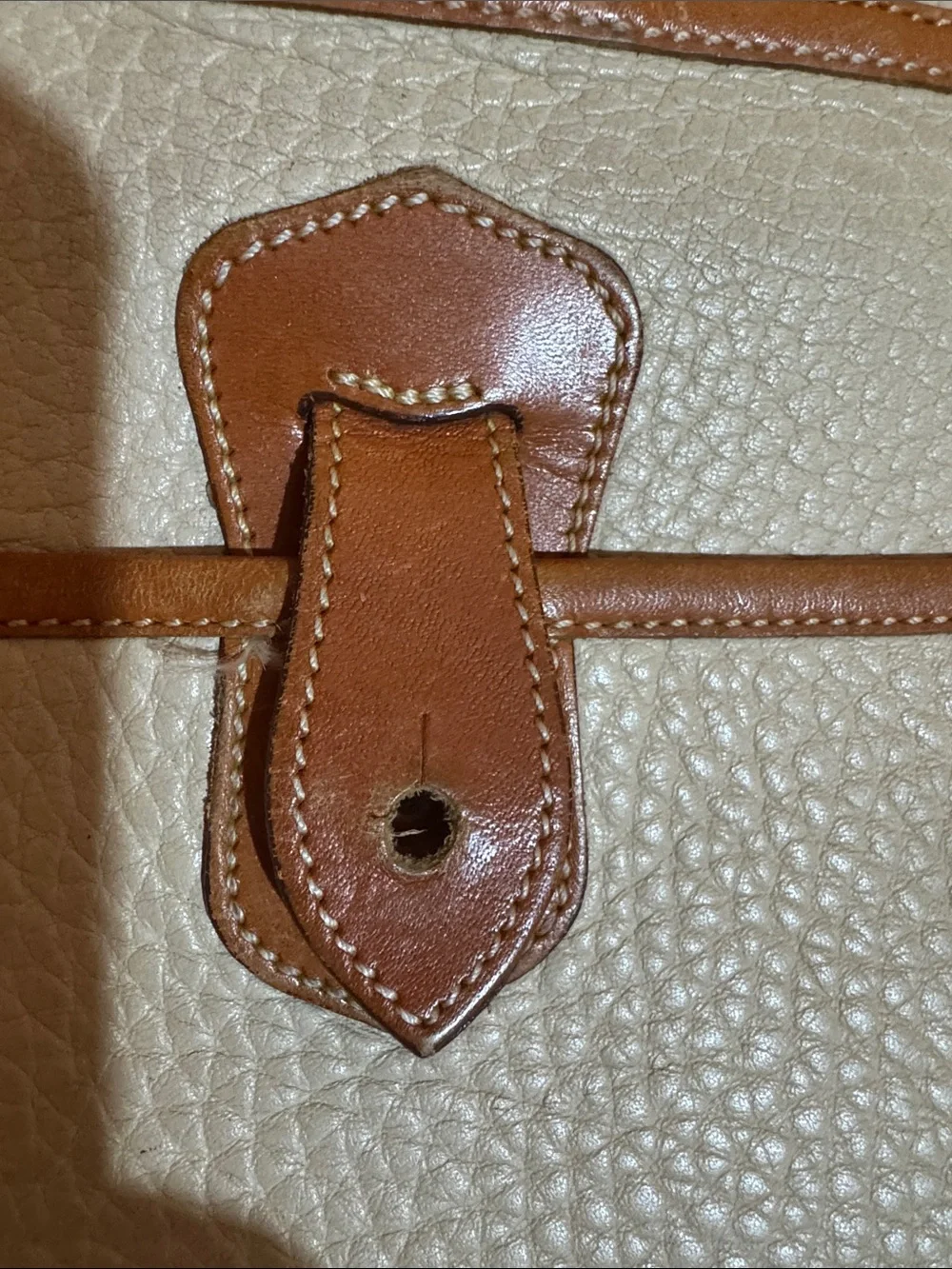 Dooney & Bourke Cream and Tan Leather Crossbody Satchel